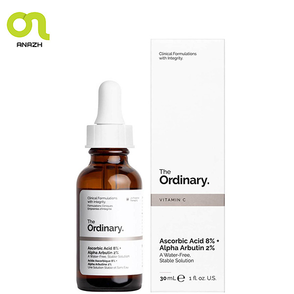 سرم ضدلک و روشن کننده آسکوربیک اسید(ویتامین C) 8% و آلفا آربوتین 2% اوردینری 30 میل-اناژ