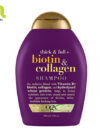 شامپو ضد ریزش و ضخیم کننده مو بیوتین و کلاژن او جی ایکس Ogx Biotin Collagen حجم 385 میلی لیتر-اناژ